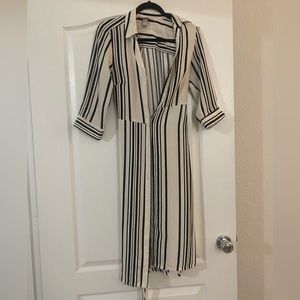 H&M Long striped button down blouse with pockets